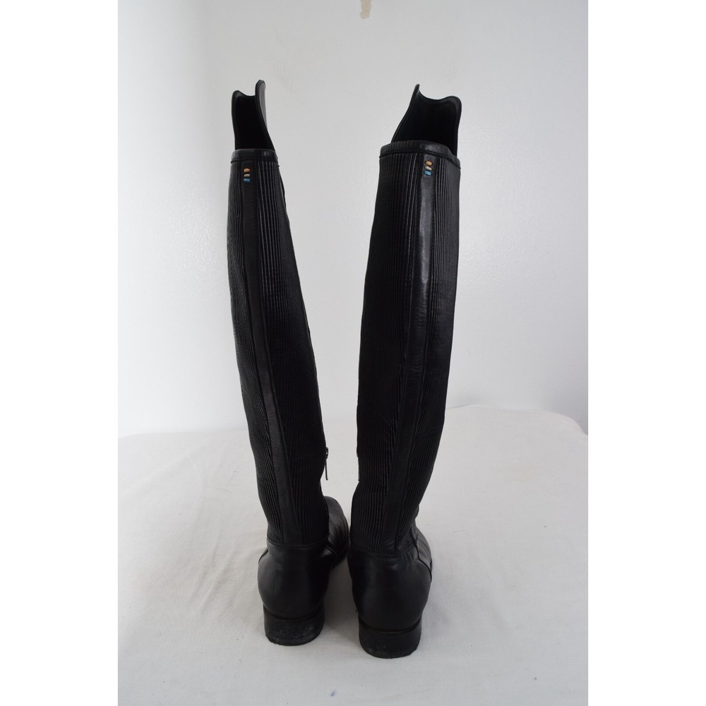ARIAT two24 Women's Boots 8.5B Black Leather Block Heel Tall Knee High Pull On - Picture 5 of 10